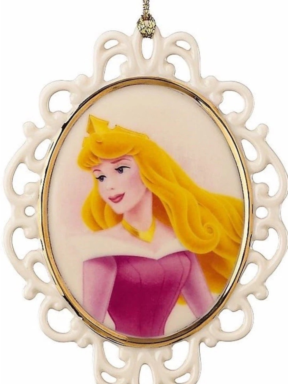 Lenox Pink and Gold Princess Portrait Pendant Necklace